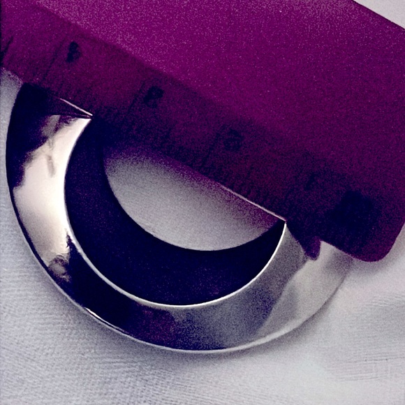 Vintage Silver Tone Chrome Stainless Steel Abstract UFO Post Earrings - Picture 6 of 6